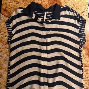 Michael Stars button up blue and cream striped blouse large